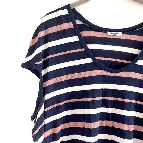 Splendid Stripe Shine Tee in Blue/White/ Rose Size S - Picture 4 of 9